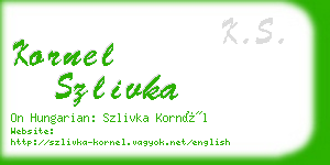 kornel szlivka business card